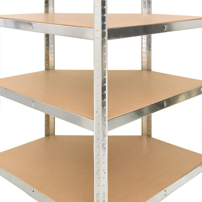 5-Layer Shelves 2 pcs Silver Steel&Engineered Wood