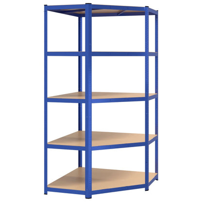 5-Layer Shelves 2 pcs Blue Steel&Engineered Wood