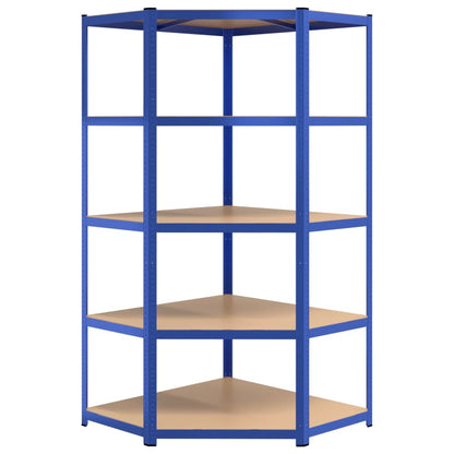 5-Layer Shelves 2 pcs Blue Steel&Engineered Wood