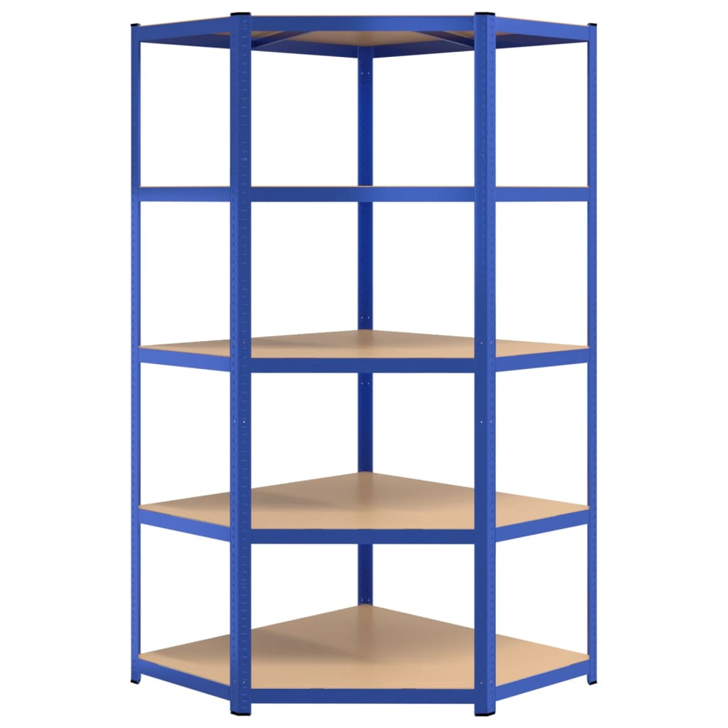 5-Layer Shelves 3 pcs Blue Steel&Engineered Wood