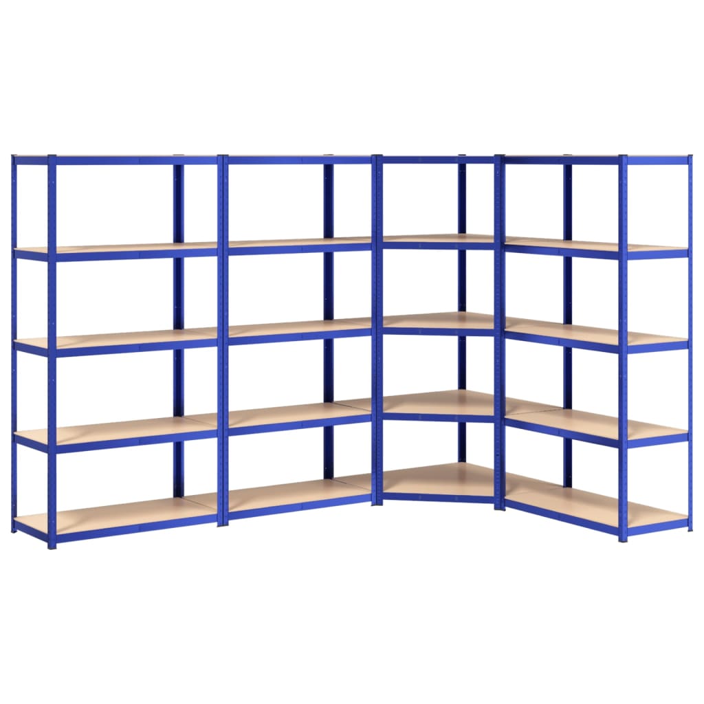 5-Layer Shelves 4 pcs Blue Steel&Engineered Wood