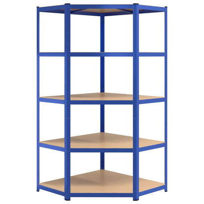 5-Layer Shelves 4 pcs Blue Steel&Engineered Wood