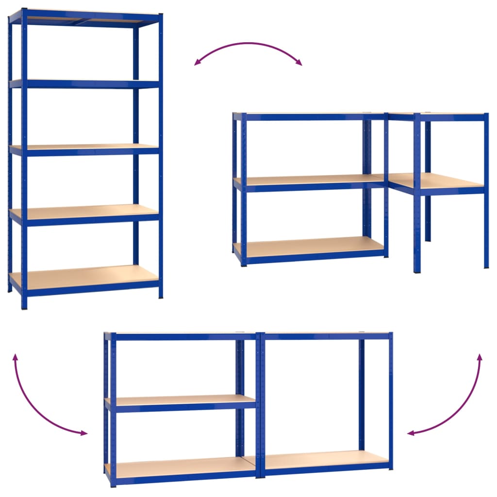 5-Layer Shelves 5 pcs Blue Steel&Engineered Wood