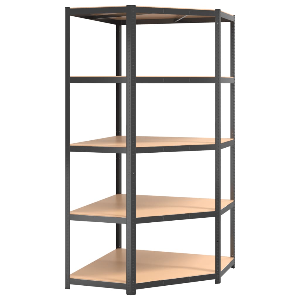 5-Layer Shelves 2 pcs Anthracite Steel&Engineered Wood