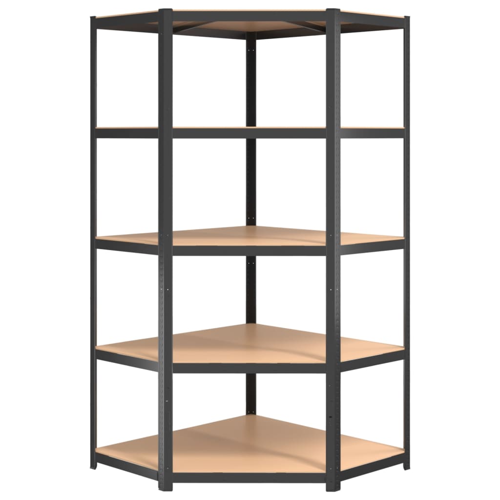 5-Layer Shelves 2 pcs Anthracite Steel&Engineered Wood