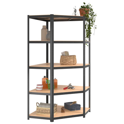 5-Layer Shelves 4 pcs Anthracite Steel&Engineered Wood