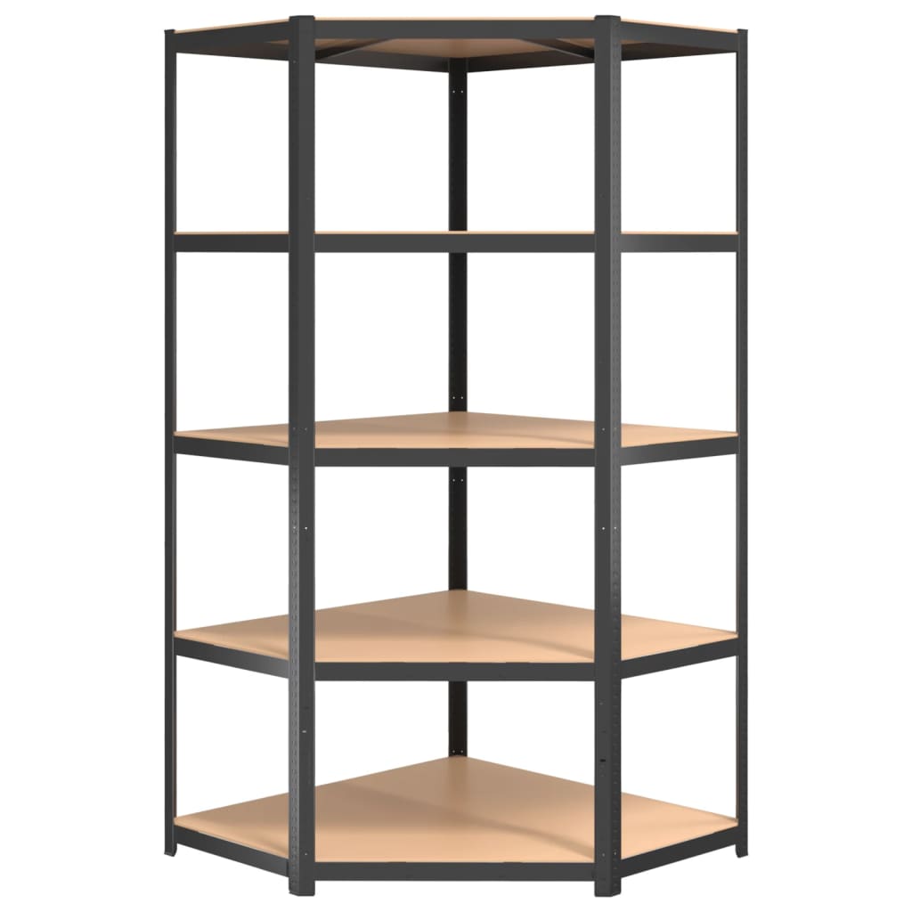 5-Layer Shelves 4 pcs Anthracite Steel&Engineered Wood