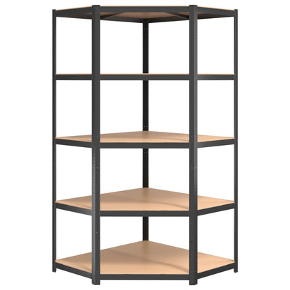 5-Layer Shelves 5 pcs Anthracite Steel&Engineered Wood