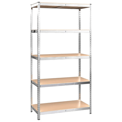 5-Layer Shelves 2 pcs Silver Steel&Engineered Wood