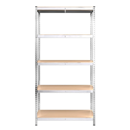 5-Layer Shelves 2 pcs Silver Steel&Engineered Wood