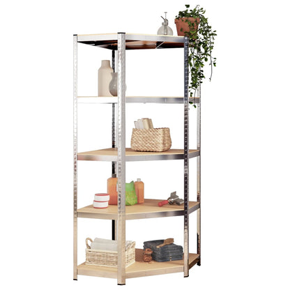 5-Layer Shelves 4 pcs Silver Steel&Engineered Wood