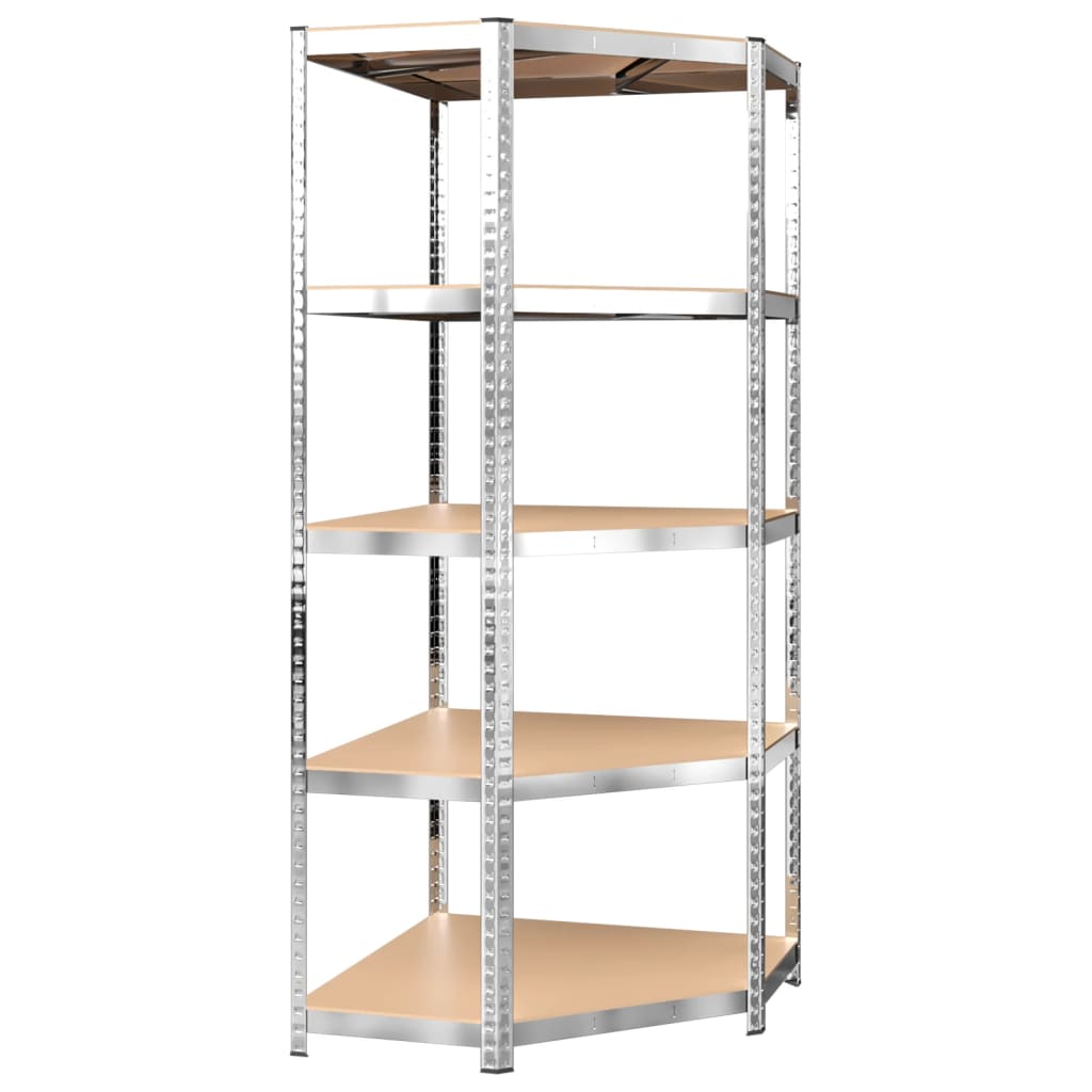 5-Layer Shelves 4 pcs Silver Steel&Engineered Wood