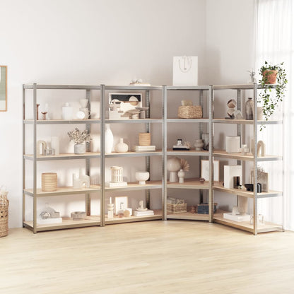 5-Layer Shelves 4 pcs Silver Steel&Engineered Wood