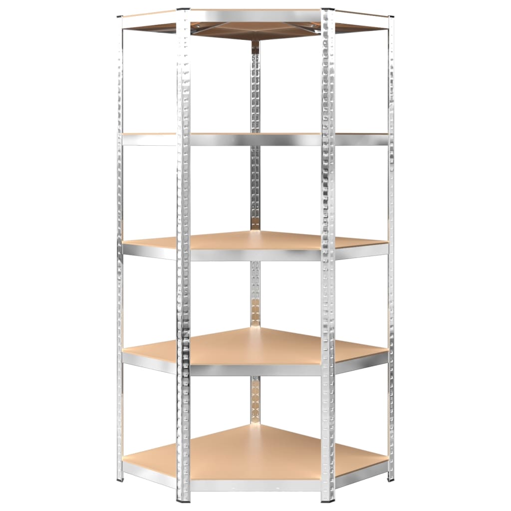 5-Layer Shelves 5 pcs Silver Steel&Engineered Wood