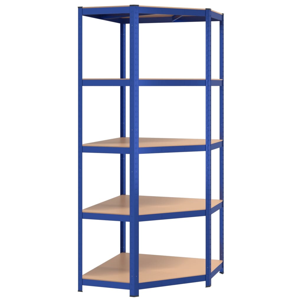 5-Layer Shelves 2 pcs Blue Steel&Engineered Wood