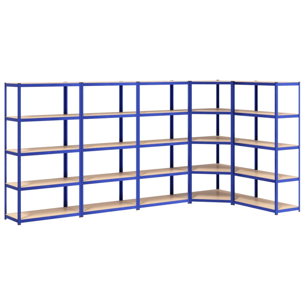 5-Layer Shelves 5 pcs Blue Steel&Engineered Wood