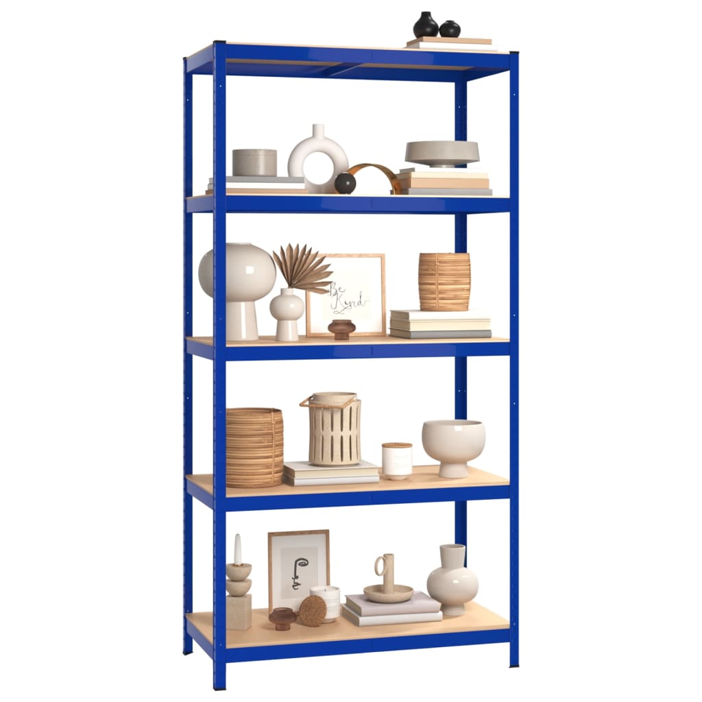 5-Layer Shelves 5 pcs Blue Steel&Engineered Wood