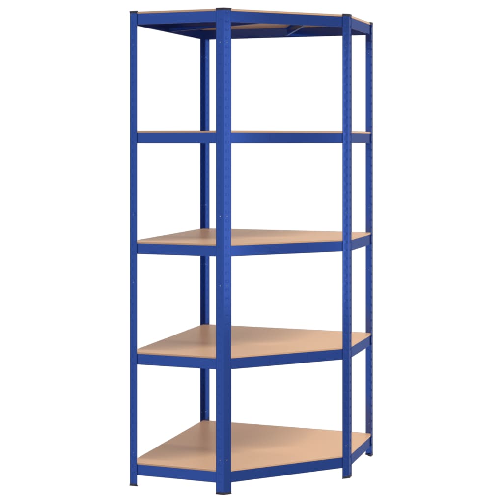 5-Layer Shelves 5 pcs Blue Steel&Engineered Wood