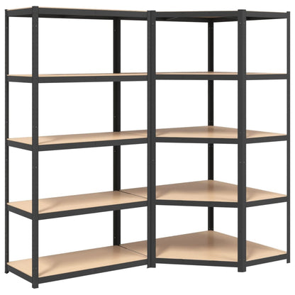 5-Layer Shelves 2 pcs Anthracite Steel&Engineered Wood