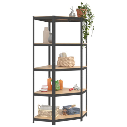 5-Layer Shelves 2 pcs Anthracite Steel&Engineered Wood