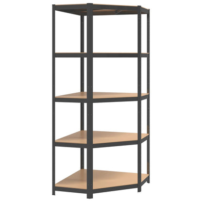 5-Layer Shelves 2 pcs Anthracite Steel&Engineered Wood