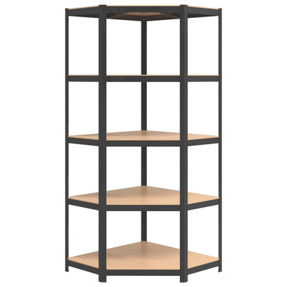 5-Layer Shelves 2 pcs Anthracite Steel&Engineered Wood