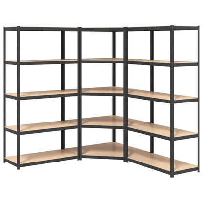 5-Layer Shelves 3 pcs Anthracite Steel&Engineered Wood