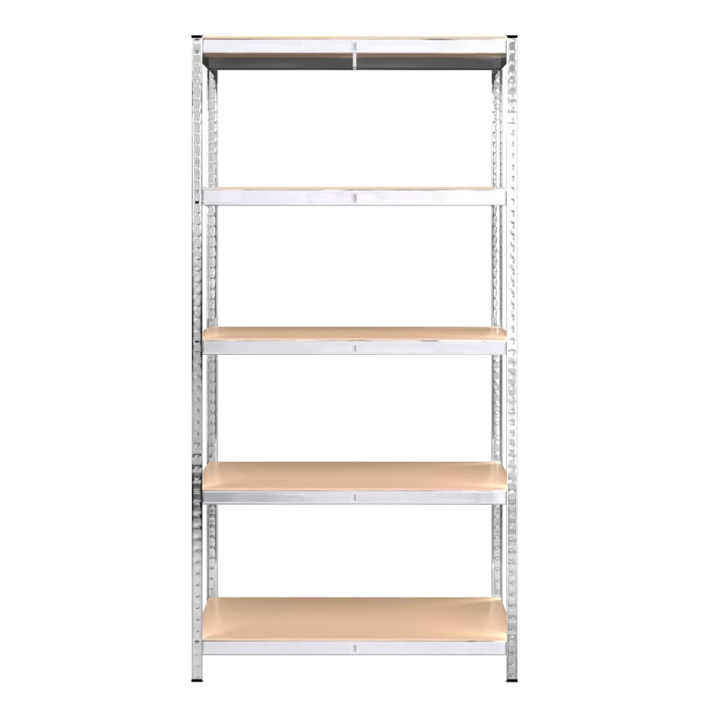 5-Layer Heavy-duty Shelves 2 pcs Silver Steel&Engineered Wood