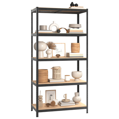 5-Layer Heavy-duty Shelves 2 pcs Grey Steel&Engineered Wood