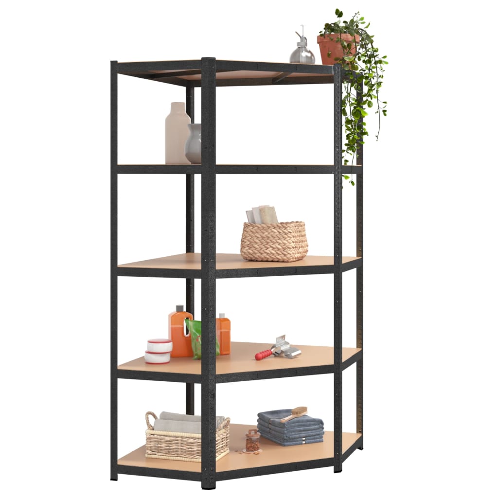 5-Layer Heavy-duty Shelves 2 pcs Grey Steel&Engineered Wood