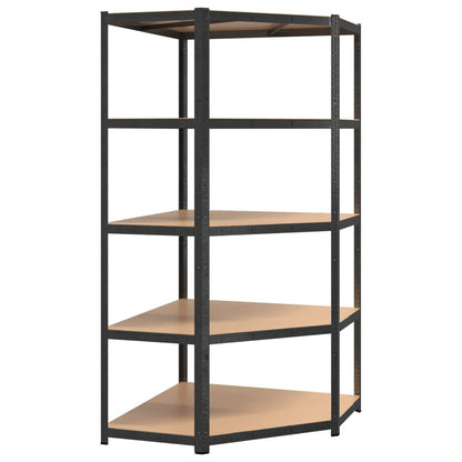 5-Layer Heavy-duty Shelves 2 pcs Grey Steel&Engineered Wood