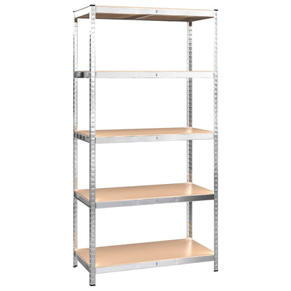 5-Layer Shelves 4 pcs Silver Steel&Engineered Wood