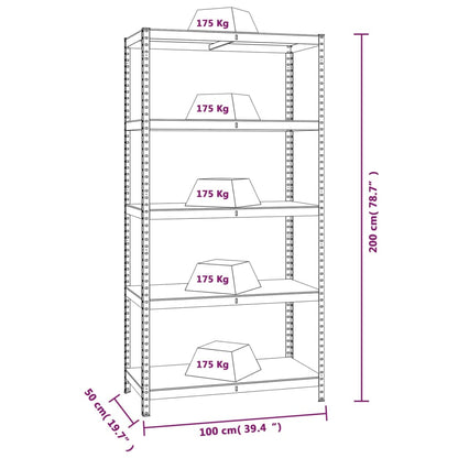 5-Layer Shelves 4 pcs Silver Steel&Engineered Wood