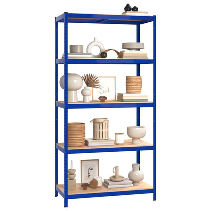 5-Layer Shelves 3 pcs Blue Steel&Engineered Wood