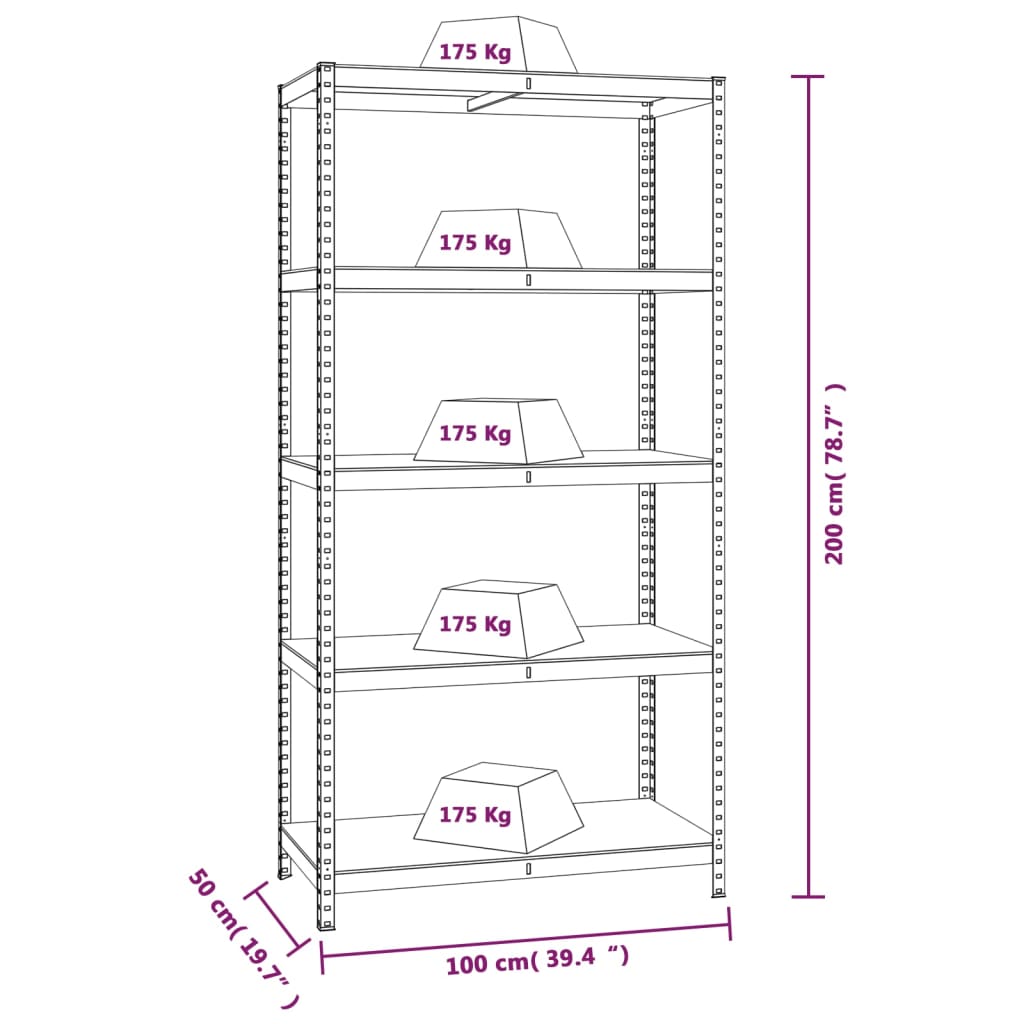 5-Layer Shelves 3 pcs Blue Steel&Engineered Wood