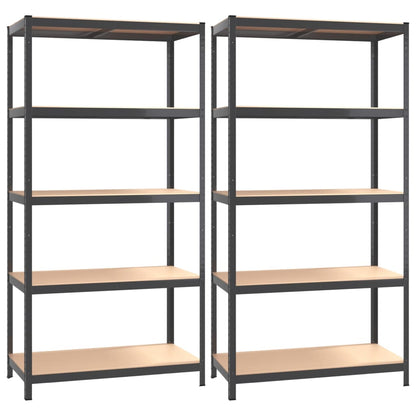 5-Layer Shelves 2 pcs Anthracite Steel&Engineered Wood