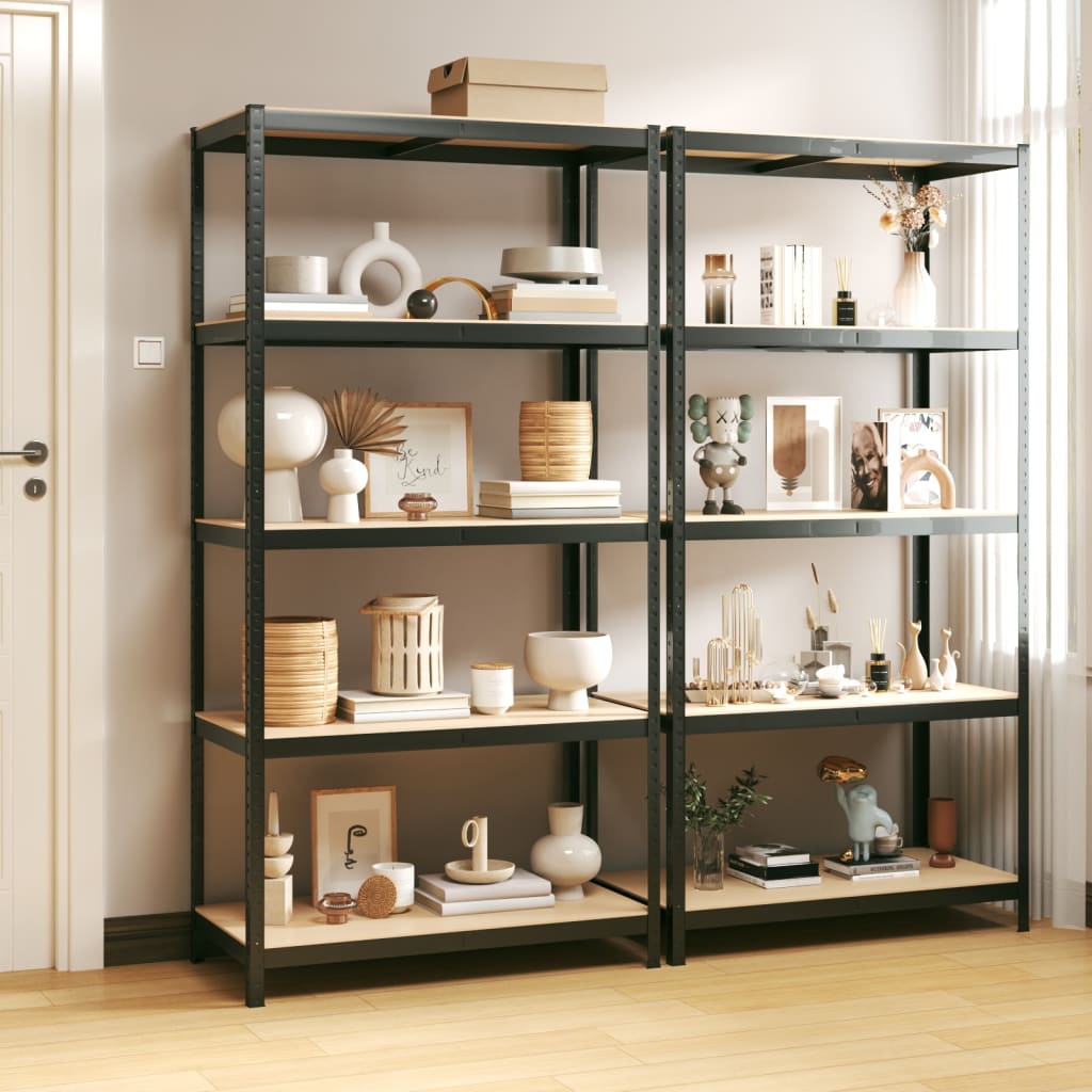 5-Layer Shelves 2 pcs Anthracite Steel&Engineered Wood