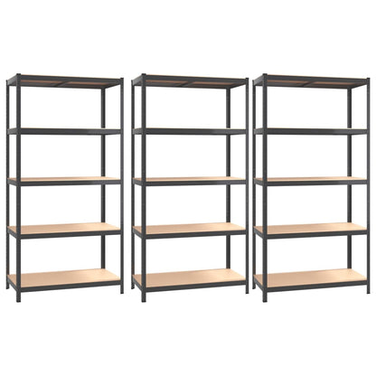 5-Layer Shelves 3 pcs Anthracite Steel&Engineered Wood