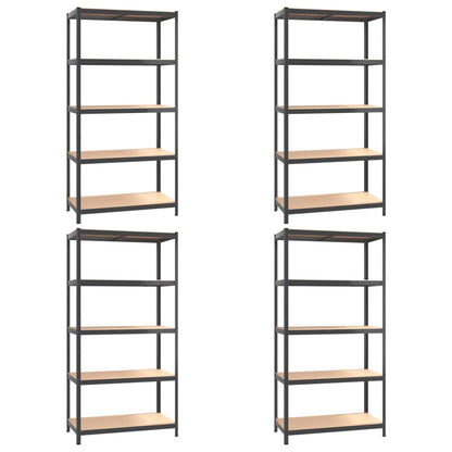 5-Layer Shelves 4 pcs Anthracite Steel&Engineered Wood