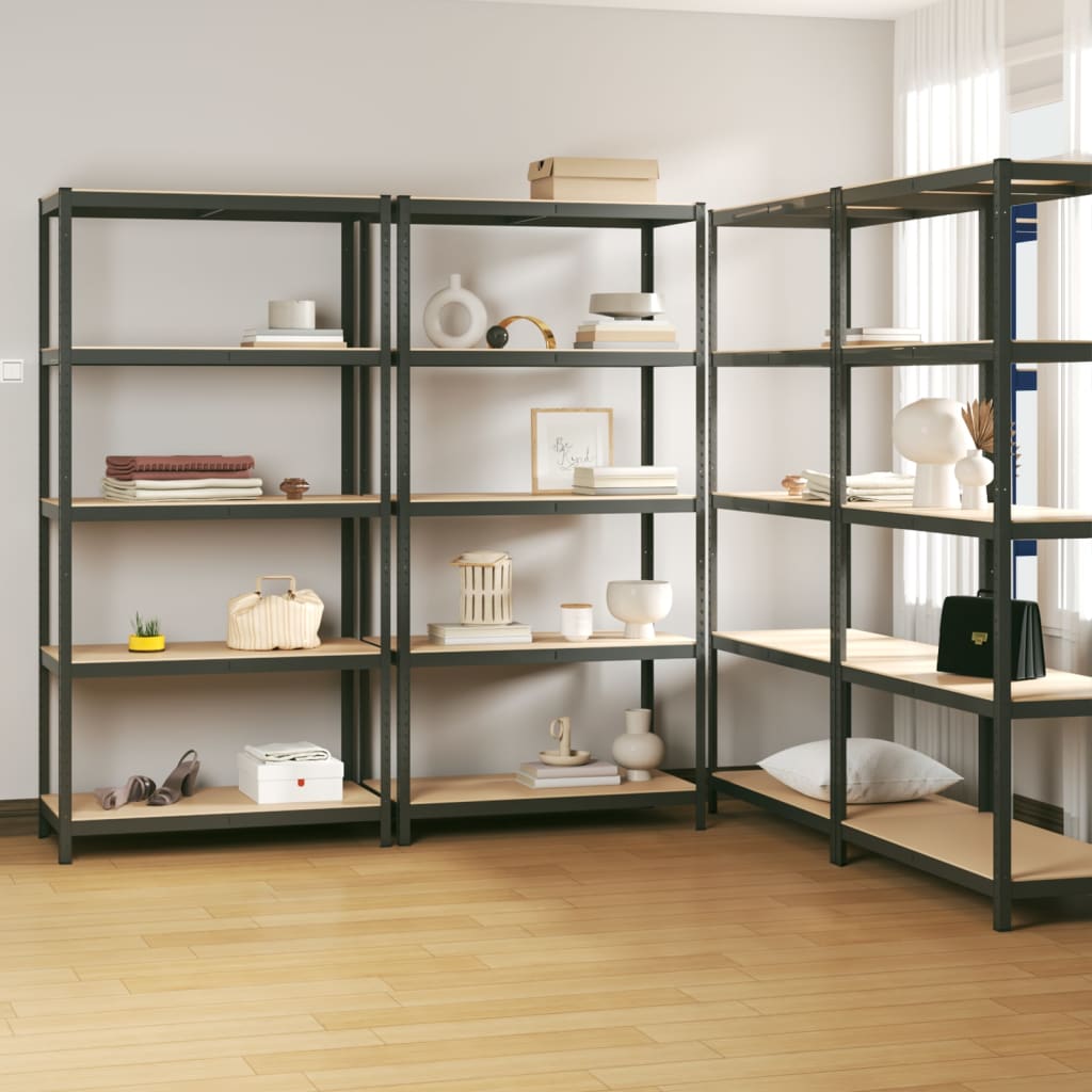 5-Layer Shelves 4 pcs Anthracite Steel&Engineered Wood