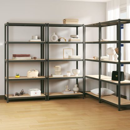 5-Layer Shelves 4 pcs Anthracite Steel&Engineered Wood