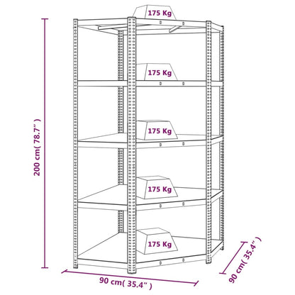 5-Layer Shelves 2 pcs Silver Steel&Engineered Wood