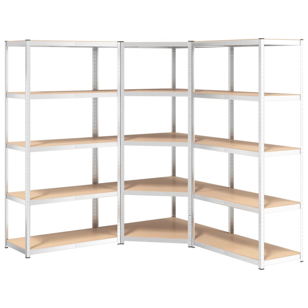 5-Layer Shelves 3 pcs Silver Steel&Engineered Wood