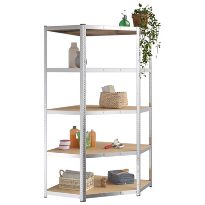 5-Layer Shelves 3 pcs Silver Steel&Engineered Wood