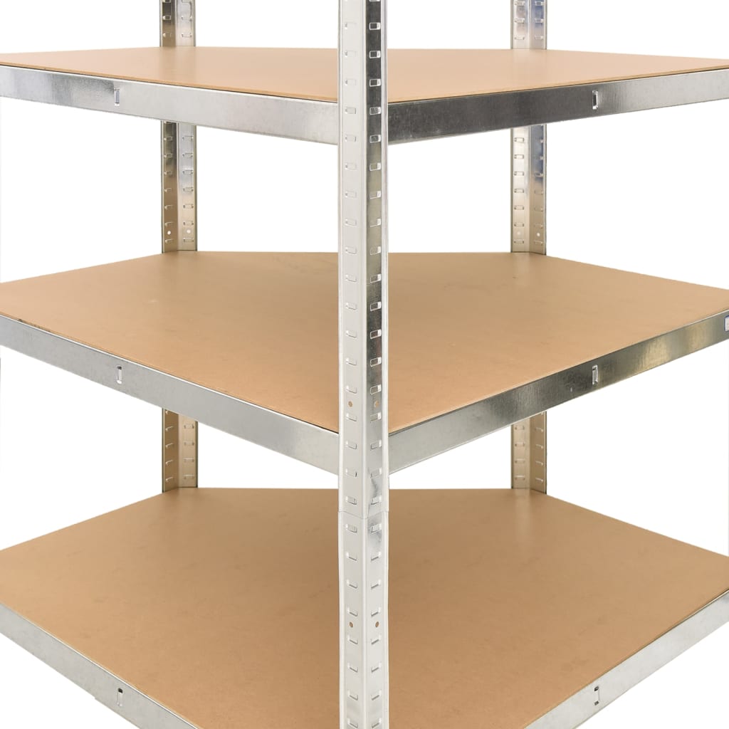 5-Layer Shelves 3 pcs Silver Steel&Engineered Wood