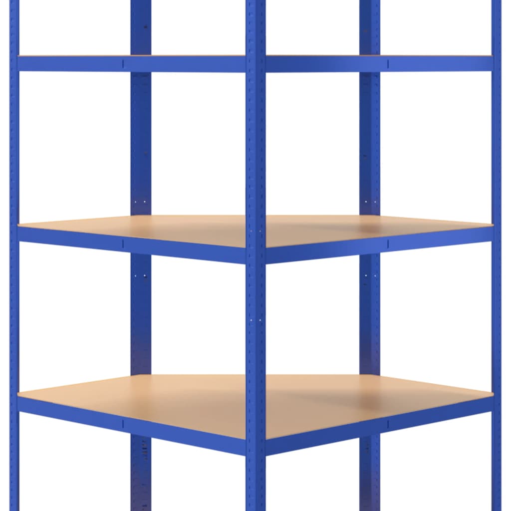 5-Layer Shelves 2 pcs Blue Steel&Engineered Wood