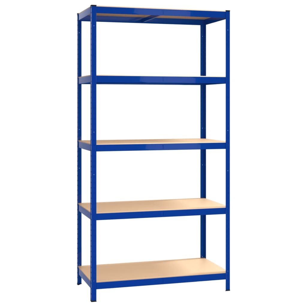 5-Layer Shelves 3 pcs Blue Steel&Engineered Wood