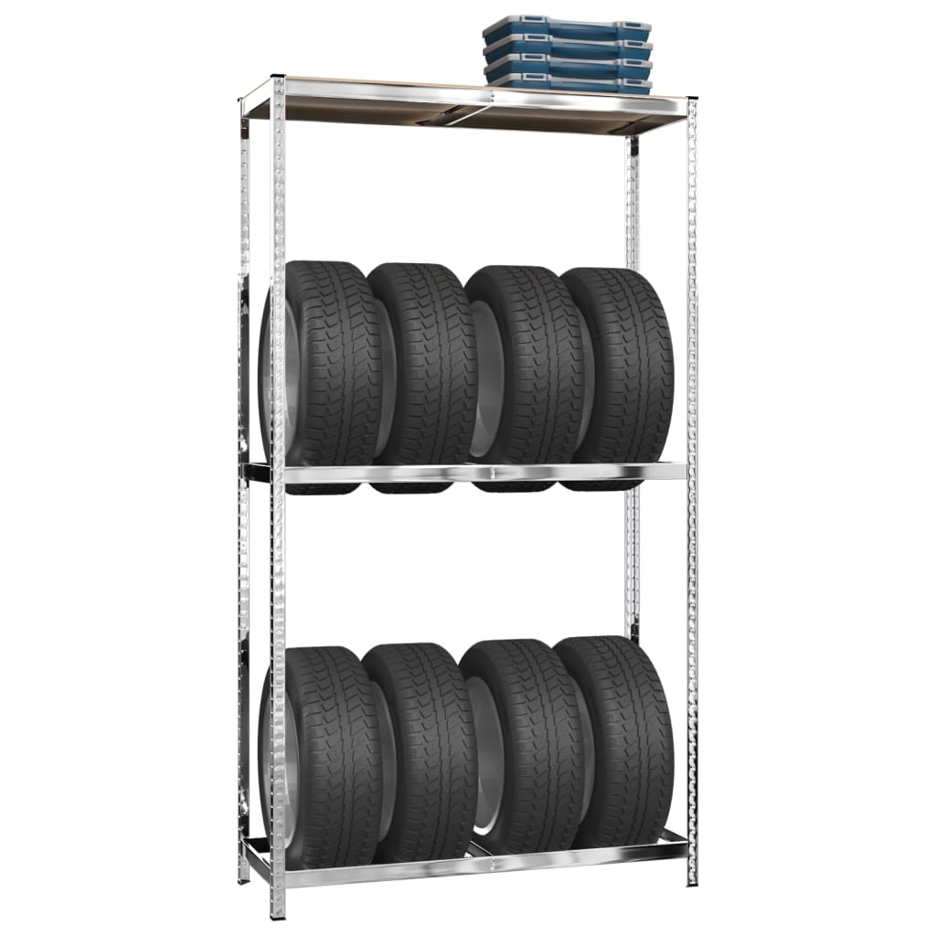 2-Layer Tire Racks 4 pcs Silver 110x40x180 cm Steel