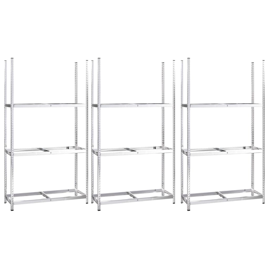 3-Layer Tire Racks 3 pcs Silver 110x40x200 cm Steel