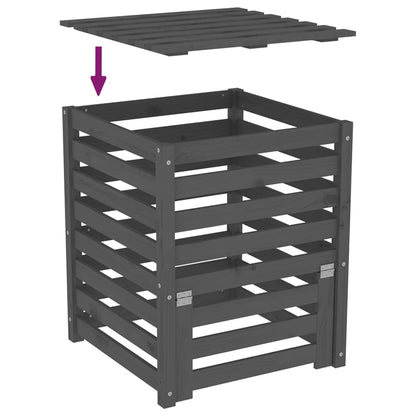 Composter Grey 63.5x63.5x77.5 cm Solid Wood Pine